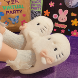 Hello Kitty Bej Yumuşak Tüylü Peluş Panduf Terlik