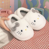 Hello Kitty Gri Yumuşak Tüylü Peluş Panduf Terlik