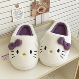 Hello Kitty Mor Yumuşak Tüylü Peluş Panduf Terlik