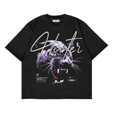 Hunter Baskılı Siyah Renk Oversize T-Shirt