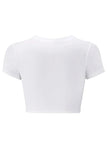 Kadın Kristal Taş Baskılı Red Wicked Crop T-shirt Siyah