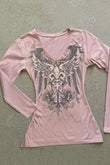 Pembe Gothic Wing Y2K Uzun Kollu Crop
