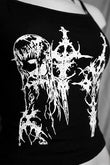 Siyah Anime Sword Gotik Y2K Askılı Crop