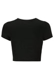 Kadın Kristal Taş Baskılı Red Wicked Crop T-shirt Siyah