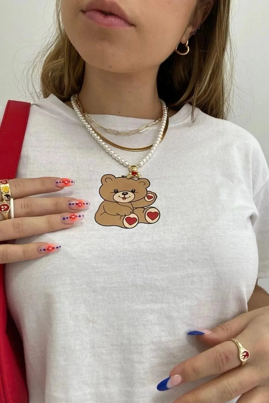 Kemer Boy Bear Baskı Detaylı Crop