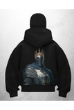 King Slayer Baskılı Siyah Samuray Kar Maske Sweatshirt Hırka
