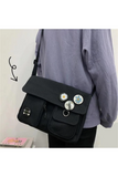 LAGOM MODA Harajuku Unisex Cepli Unisex Siyah Postacı Çantası