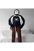 Y2K Streetwear Spider Baskılı Siyah Unisex Oversize Bisiklet Yaka Sweatshirt
