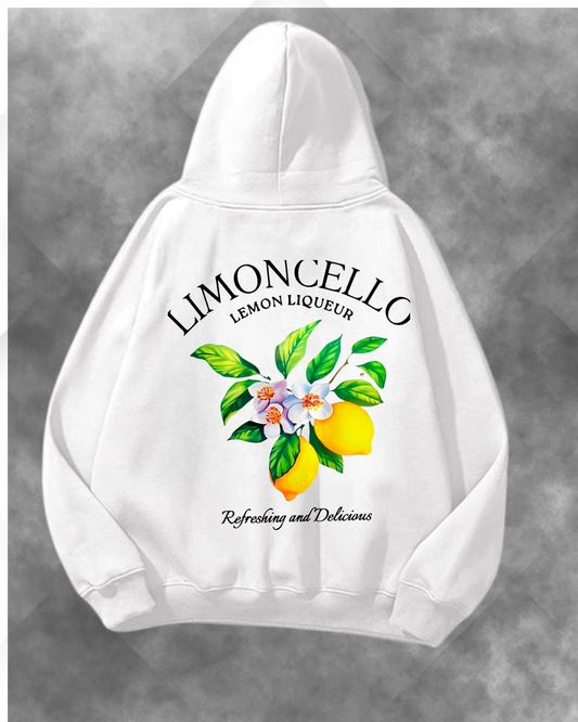 Limon Cello Baskılı Unisex Oversize Kapüşonlu Sweatshirt