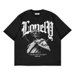 Lonely Baskılı Siyah Renk Oversize T-Shirt