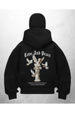 Love And Peace Baskılı Siyah Samuray Kar Maske Sweatshirt Hırka