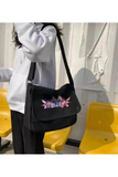 Magnaqia Winged Girls Baskılı Unisex Siyah Postacı Çantası