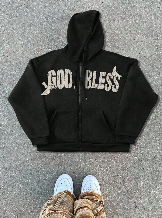 Manfinity Streetrush Erkek Fermuarlı Kapüşonlu Sweatshirt,