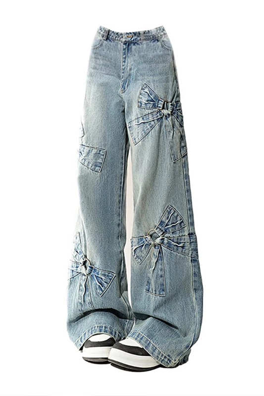 Mavi Fiyonk Detaylı Baggy Y2K Pantolon