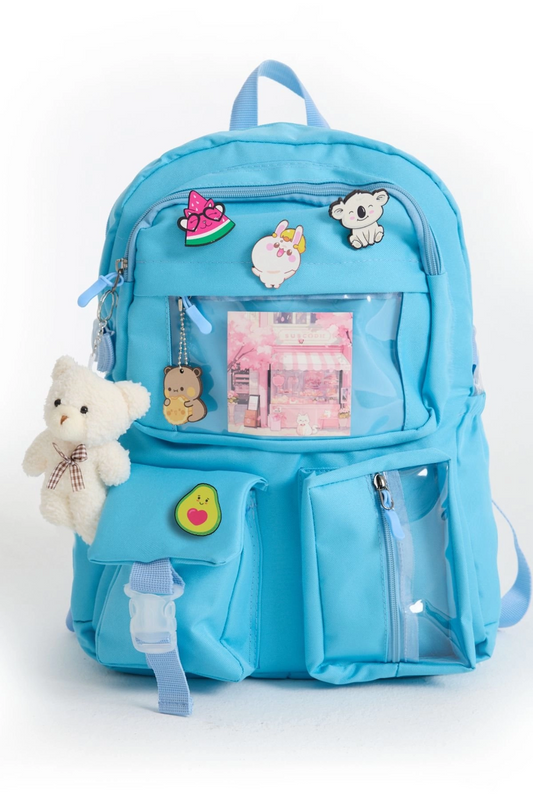 Mavi Kawaii Cute Okul/Günlük Sırt Çantası