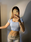 Mavi Kurdeleli Kısa Kollu Crop Body