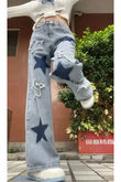 Mavi Yıldızlı Retro Tarzı Pantolon Recycled Pocket Star Jean