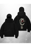 Mumya See Baskılı Siyah Samuray Kar Maske Sweatshirt Hırka