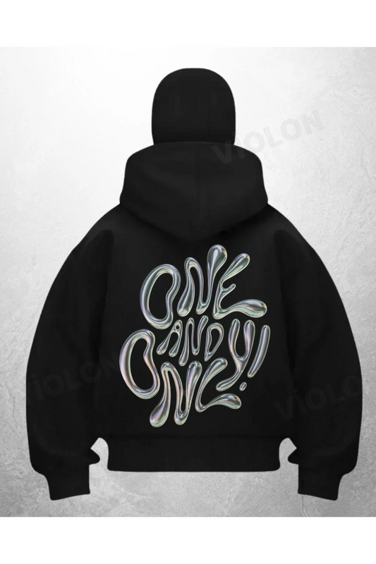 One Candy Baskılı Siyah Samuray Kar Maske Sweatshirt Hırka