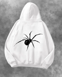 Örümcek Baskılı Unisex Oversize Kapüşonlu Sweatshirt