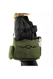 OVEO Clawed Heart Baskılı Unisex Yeşil Postacı Çantası