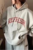 Oversize Baskılı Kapüşonlu Sweatshir