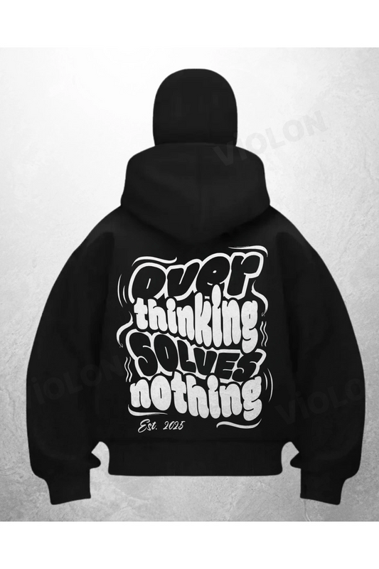 Overthing Baskılı Siyah Samuray Kar Maske Sweatshirt Hırka