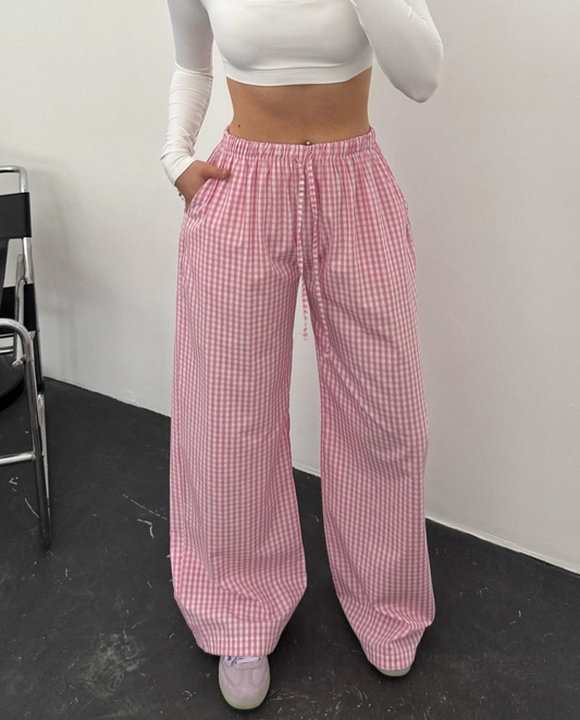 Pembe Kareli Sofıra Eşofman Altı