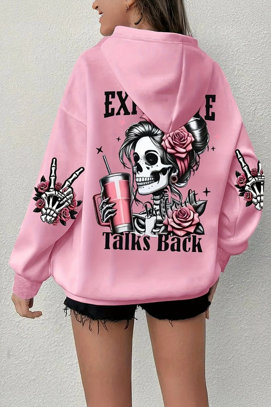Pembe Talks Back Gotik Skull Y2K Unisex Sweatshirt