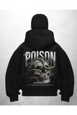 Poisen Skull Baskılı Siyah Samuray Kar Maske Sweatshirt Hırka