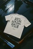 Anti Social Racing Club Beyaz Unisex Oversize Tişört