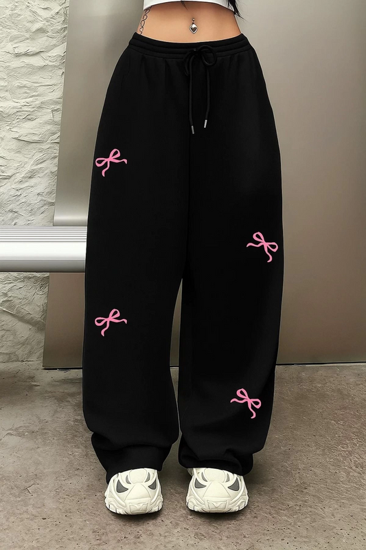 Ribbon Baskılı Oversize Baggy Eşofman Altı