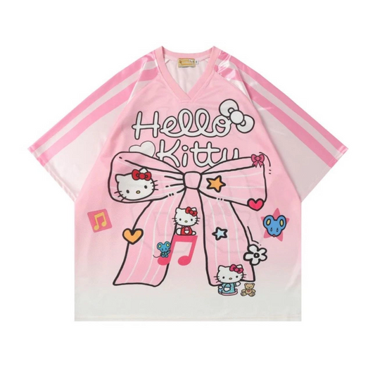 Ribbon Hello Kitty Detail Jersey Forma T-shirt
