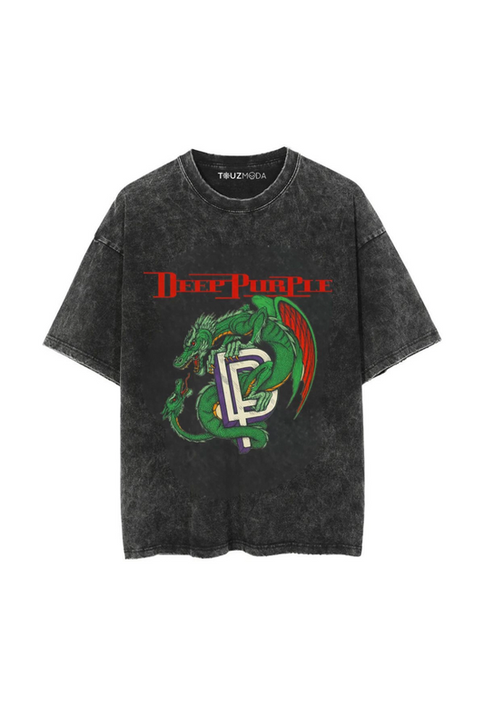 Rock Serisi Deep Purple Baskılı Unisex Oversize T-Shirt