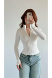 Rover Basic Slim Fit Fermuarlı Bluz