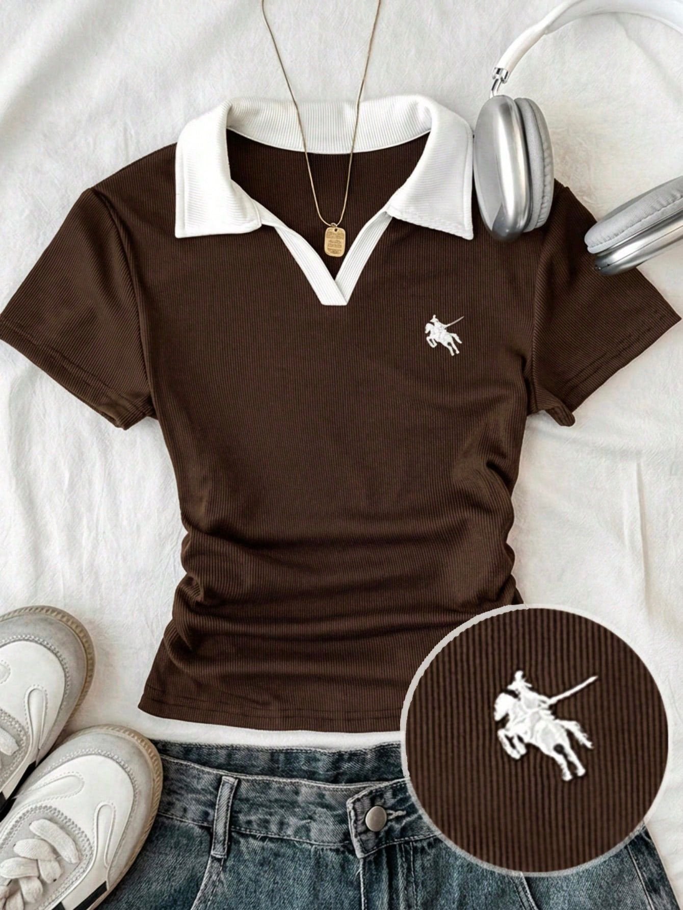 Solo Polo Yaka Beyaz Yakalı Bluz
