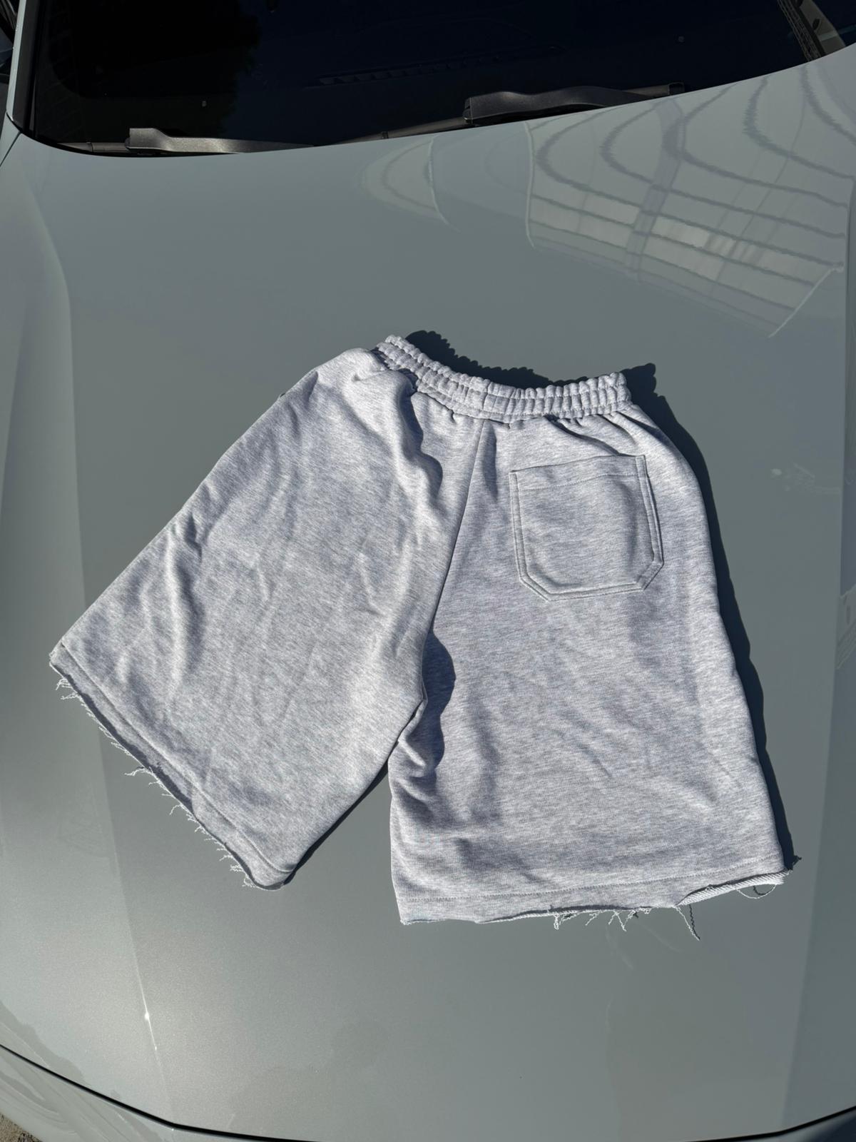 Unisex Gri Melanj Oversize Şort