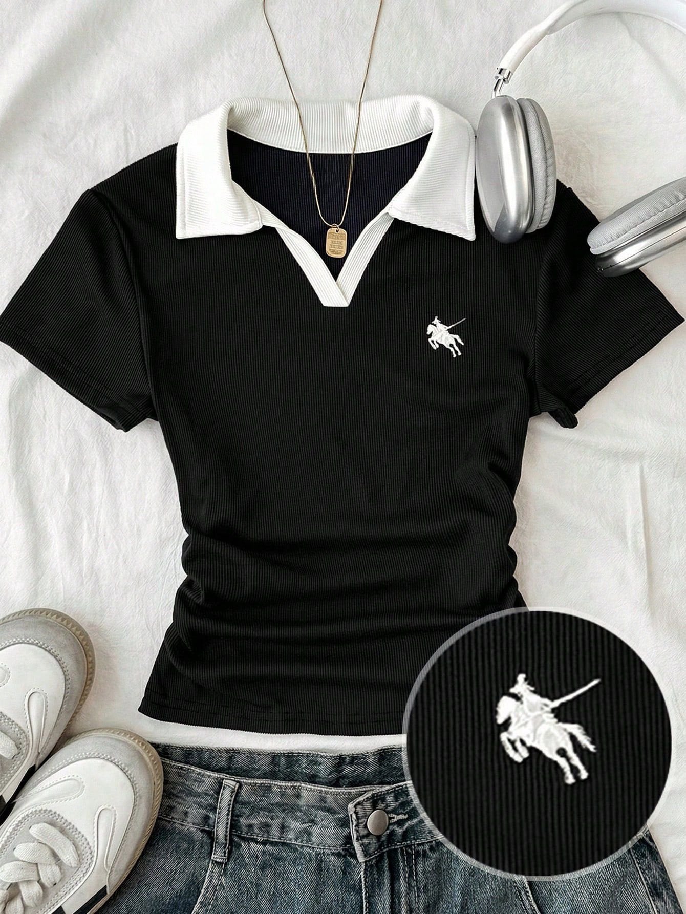 Solo Polo Yaka Beyaz Yakalı Bluz