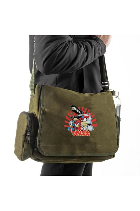 Samurai Pizza Cats Unisex Yeşil Postacı Çantası