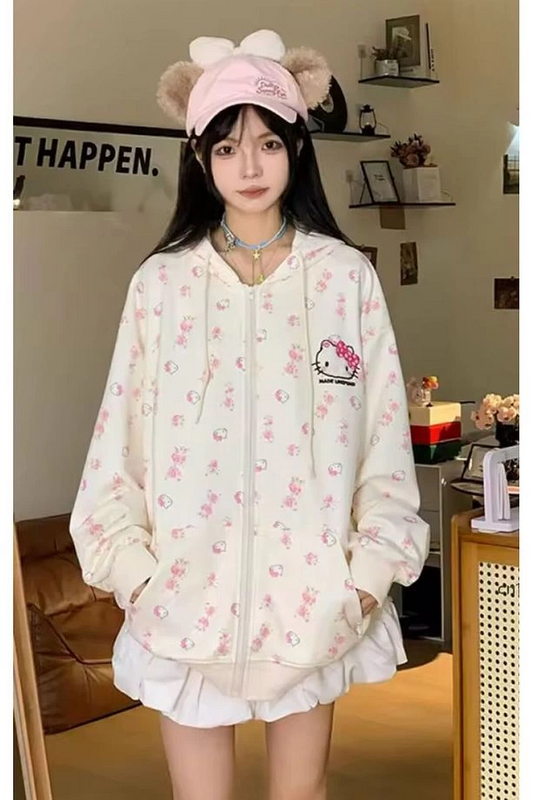 Sanrio Anime Kawaii Hello Kitty Detail Hırka