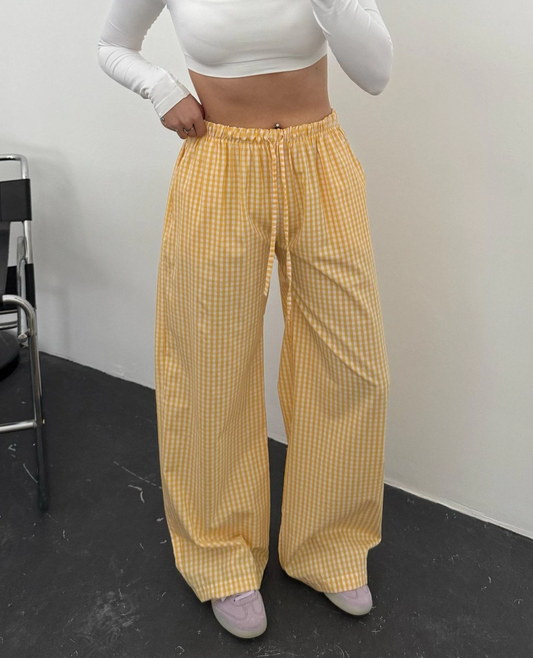 Sarı Kareli Sofıra Eşofman Altı