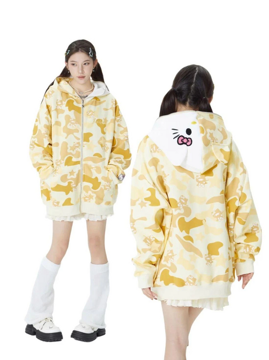 Sarı Sanrio Hello Kitty Oversize Unisex Hırka