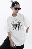 Sipder Web Model Baskılı Unisex Oversize Tişört