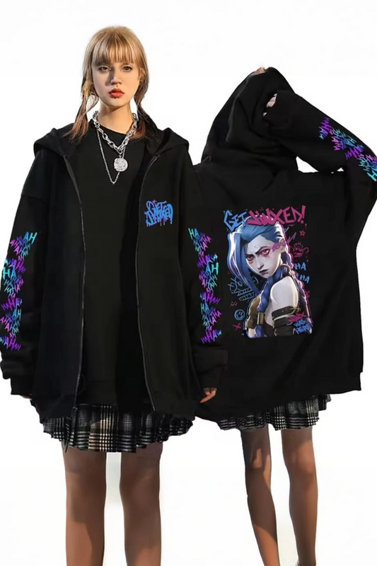 Siyah Arcane Jinx Y2K Unisex Hırka