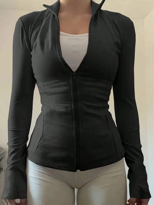 Siyah Berry Fermuarlı Bluz