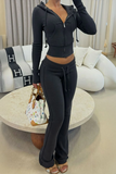 Siyah Düz Kesikli Y2K Pijama Takımı