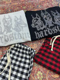 Siyah Hardstone Parıltılı Taşlı Sweatshirt + Siyah Kırmızı Ekose Eşofman Altı
