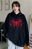 Siyah Kapüşonlu örümcek adam Ağ Şardonlu Sweatshirt
