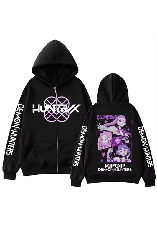 Siyah Kpop Demon Hunter Collage Y2K Unisex Hırka