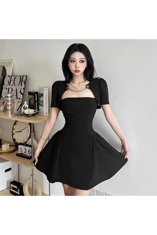 Siyah Mini Straplez Elbise